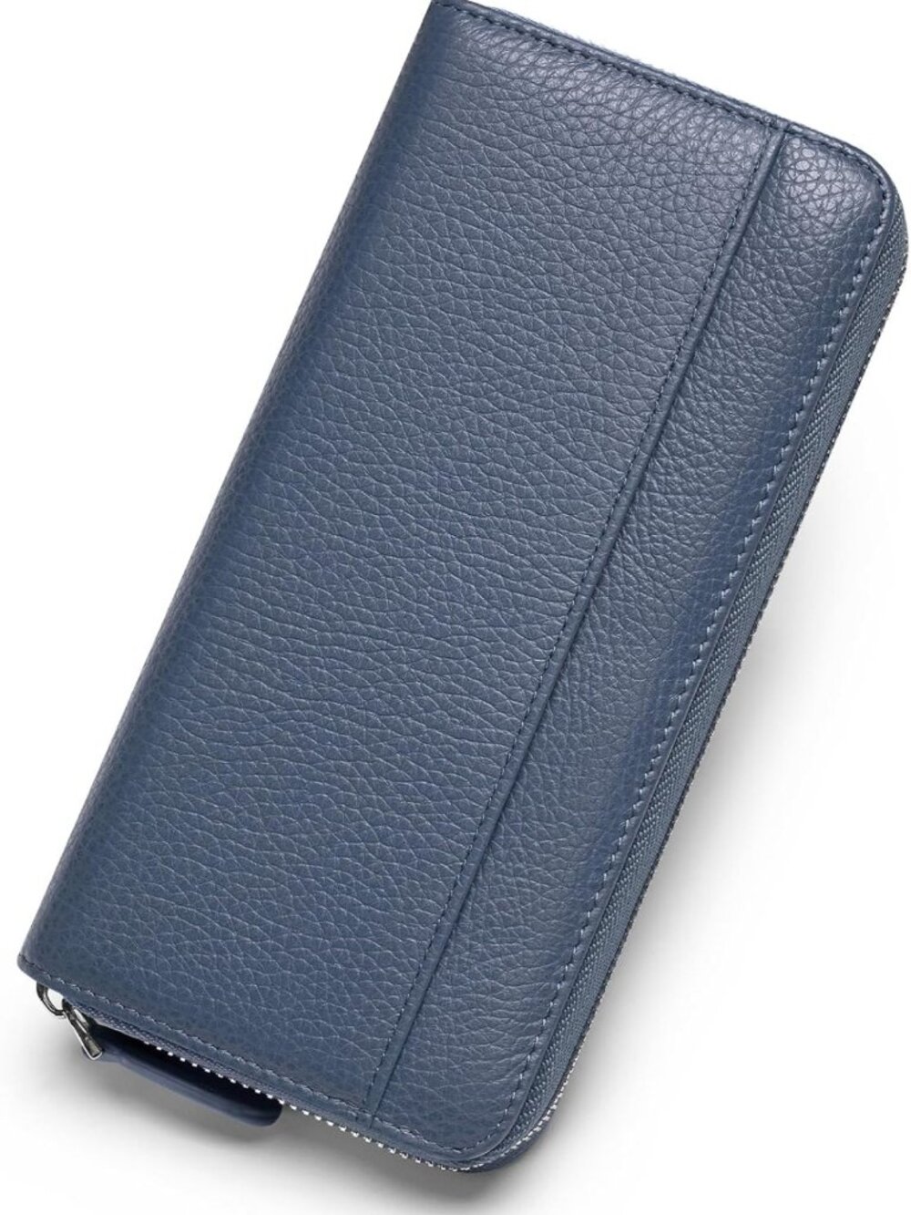RFID Blocking Real Leather Wallet for Women - Extra Large Zipper Clutch with 18